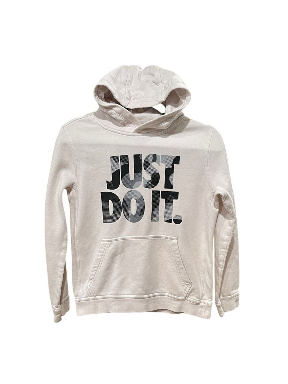 Nike Camo JUST DO IT Graphic Hoodie Cream Boy’s SZ L